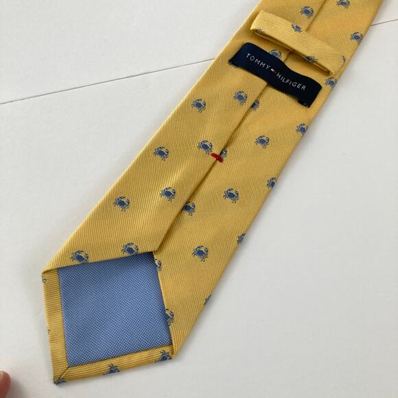 Lot of 3 Yellow & Blue 100% Silk Nautical Themed Ties Preppy Crab Dolphin Vines - Picture 4 of 15